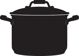 Cooking Pot Silhouette in Black | Kitchen Utensil Clipart Illustration Vector Format
