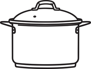 Cooking Pot Silhouette in Black | Kitchen Utensil Clipart Illustration Vector Format