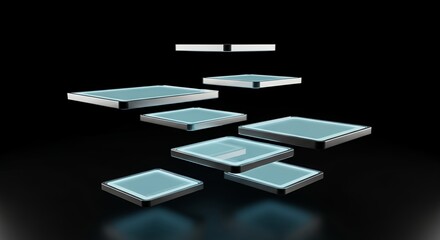 Fototapeta premium Floating Glass Panels Abstract Design Modern Technology Concept Futuristic Digital Art Stock Photo Image Background