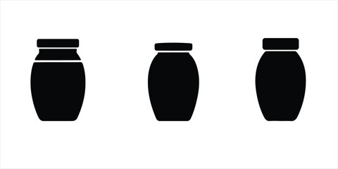 jar vector silhouette set hand drawn illustration on white background.