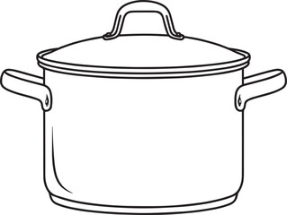 Cooking Pot Silhouette in Black | Kitchen Utensil Clipart Illustration Vector Format