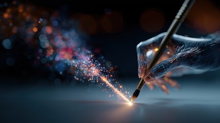 A 3d artist hologram of data symbolizing an AI agent and AGI technology using agentic superintelligence in the future for autonomy and the growth of ASI during the singularity