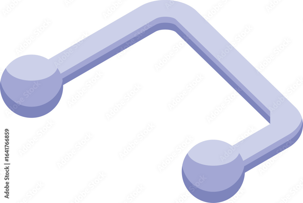 Poster isometric view of a molecular structure connecting two spherical nodes, possibly representing a chem