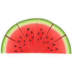 A ripe watermelon cut in half.