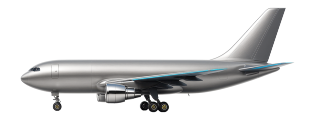 Four-engine jet transport with swept-back wings and reinforced landing gear