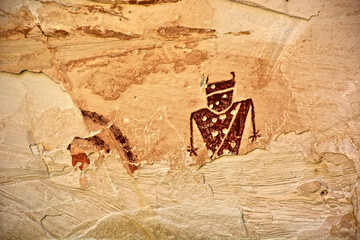 Ancient Temple Mountain Pictograph in Utah Desert