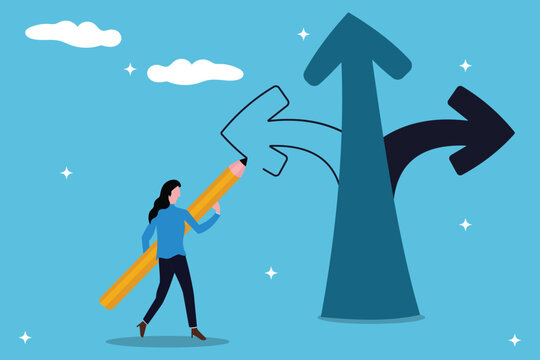 Change direction or career path for best opportunity, Career decision, decide or progress options for career growth concept, choice or alternative way to progress concept, Business man daw new way.