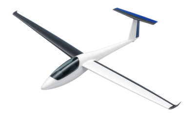 Sleek fiberglass glider with high-aspect ratio wings and a T-tail design