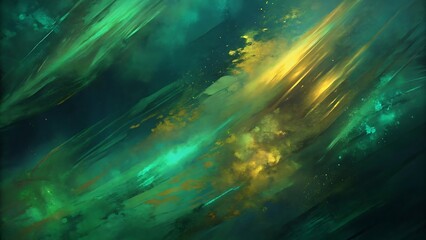 Abstract green and yellow background with a dynamic and fluid composition