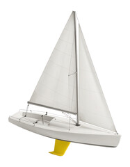 Training sloop with a triangular mainsail and a yellow keel