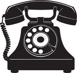 Classic Landline Phone Silhouette in Black | Retro Telephone Icon