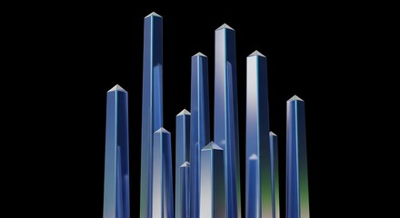 Obraz premium Abstract Blue Crystal Peaks Graphic Modern Data Visualization Illustration for Business Reports and Financial Analysis Concepts