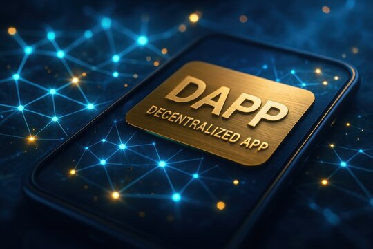 Exploring the Future of Technology and Finance with Decentralized Applications Highlighted on a Mobile Device Displaying the DAPP Concept