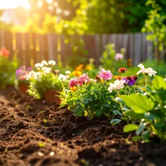 Foto auf Acrylglas Pflegezentrum Vibrant garden flowers in sunlight  © tenis