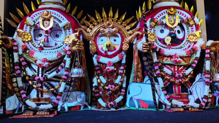 Banabhoji Besha, on Bhadrab Krushna, depicts Lord Jagannath enjoying a forest picnic as Krishna, symbolizing joy, nature’s beauty, and divine companionship.
