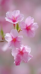 Cherry Blossoms Dance Gracefully Above the Ground in a Soft Pink Bloom During Springtime