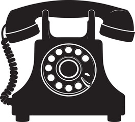 Classic Landline Phone Silhouette in Black | Retro Telephone Icon