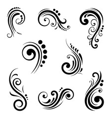 Black Swirls and Dots Decorative Flourishes Collection ornate