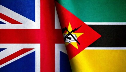 イギリスとモザンビークの国旗。(UK flag and Mozambique flag.)

