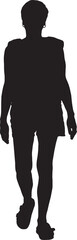 vector,silhouette of front view of woman dressed in shorts and sandals