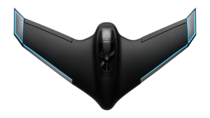 Compact flying wing UAV with angular wing tips and central propulsion unit