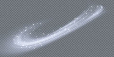 Realistic snow storm or wind swirls isolated on transparent background. Vector illustration of white spiral, wave, curve vortex effect. Symbol of fresh air, blizzard, magic power speed, tornado