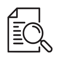 A document with text and a folded corner being examined by a magnifying glass in black and white