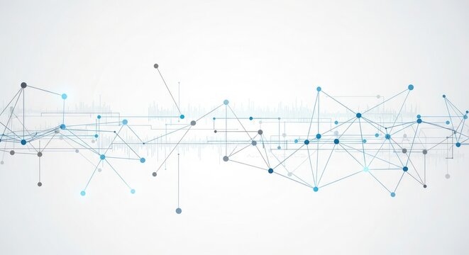 Abstract network of connected nodes isolated on white background