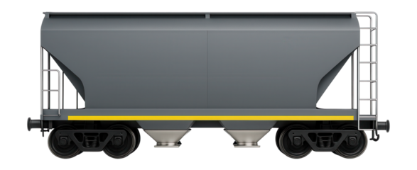 Two-bay covered hopper with central discharge outlets and ladder access on each end