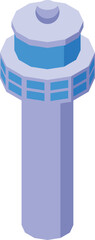 Isometric airport control tower ensuring safe and efficient aircraft operations