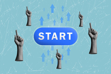 Modern art collage on the theme of financial development. Successful startup, guarantee of success	