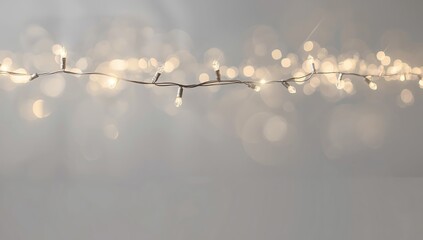 A string of glowing fairy lights with a soft blurred background creating a festive and warm atmosphere