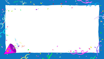 decorative frame border with celebratory confetti falling on a transparent background