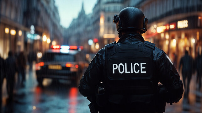 Police officer patrolling the city
