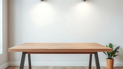 A minimalist wooden desk with a clean, uncluttered surface, radiating modern simplicity.