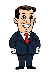 Obraz premium A happy businessman in a suit with a red tie and confident expression. He exudes professionalism and charisma.