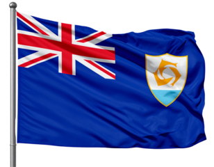Official Flag of Anguilla with Union Jack and Dolphin Emblem, PNG Cutout