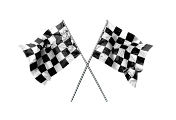Crossed checkered racing flags