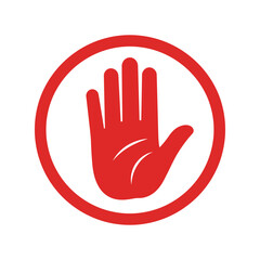 Stop Hand Sign Vector Icon, Do Not Touch, Caution, Prohibition, Restricted Area Symbol