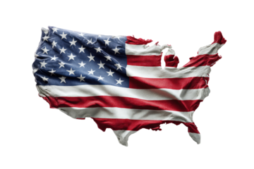 American flag draped over a map of the USA