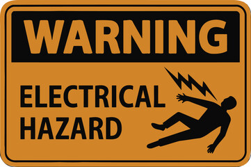 Warning electrical hazard sign with shock icon for safety.