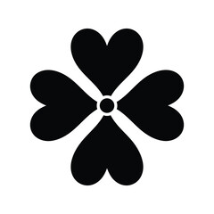 Black clover silhouette vector illustration four leaf luck symbol st patrick s day icon isolated graphic