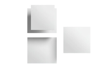 Three stacked white boxes, geometric design