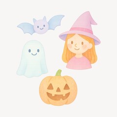 Cute Halloween cartoon characters