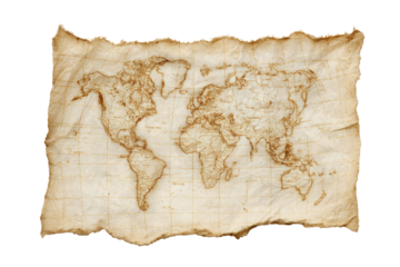 Aged world map on parchment