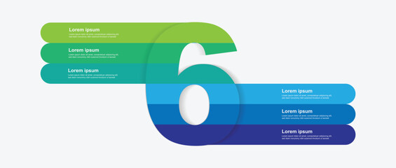 6 step slide infographic template. Modern business graphic information and presentation.