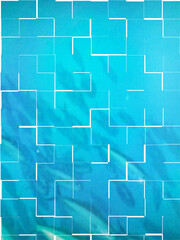 Abstract mosaic design of pixelated fish swimming underwater, with a grid overlay effect. Perfect...