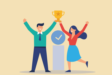 Celebration of Success by a Happy and Excited Team in Business Achievement