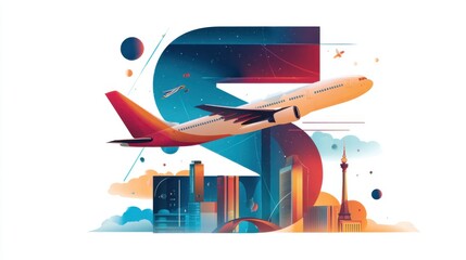 airplane city travel journey flight design