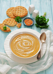 roasted parsnip and carrot soup, top view